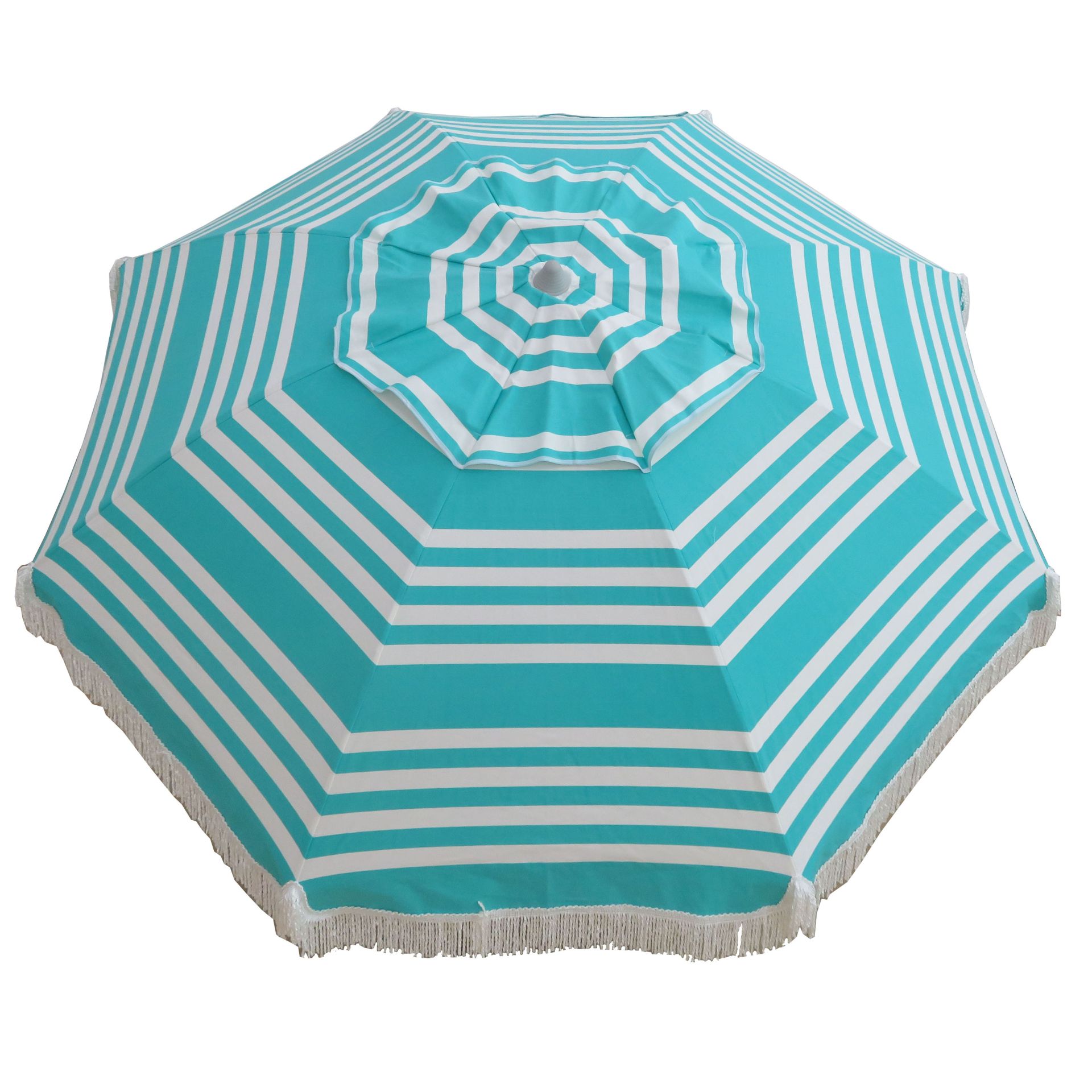 Iridescent Stripe  210cm Fringe Beach and Shade Umbrella by Hollie and Harrie